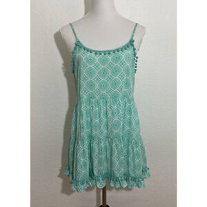 eb&ive One Size Green White Boho Tiered Blouse Adjustable Strap